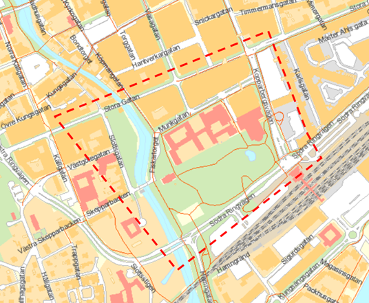 Karta över område som kan påverkas av kungaparets besök i Västerås den 9 mars 2023.