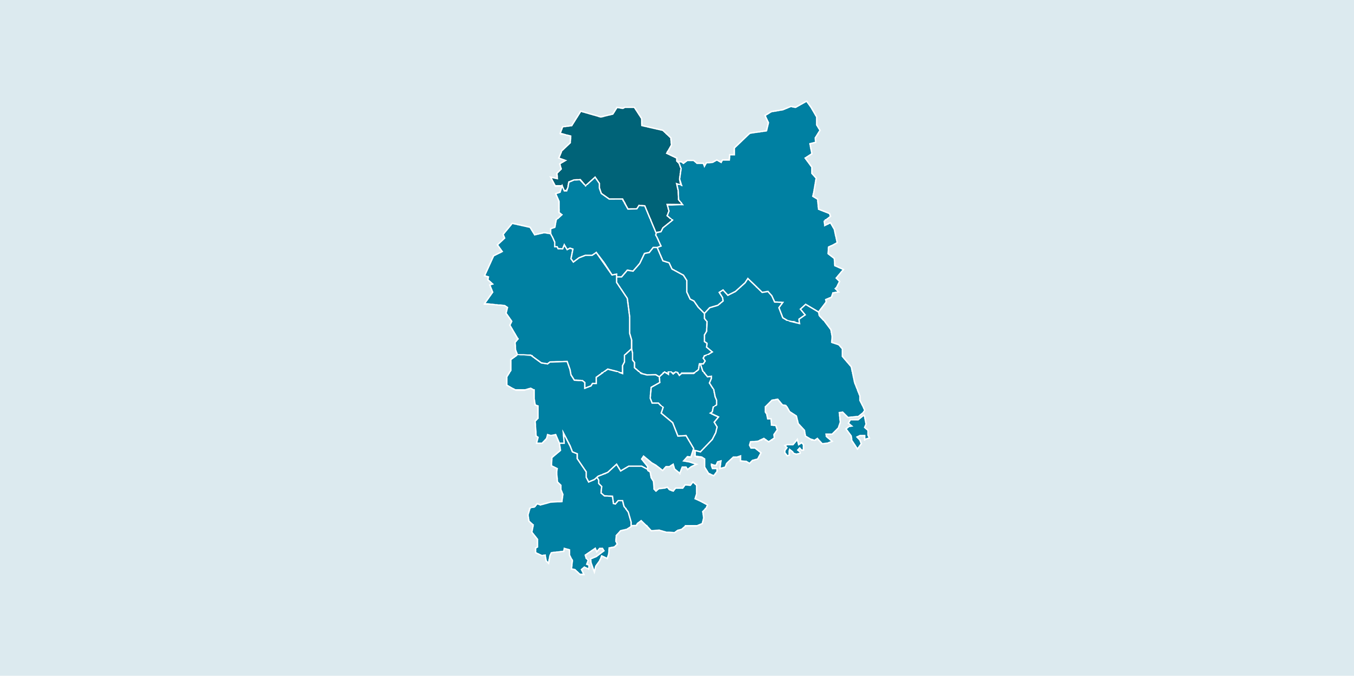 Karta över Västmanland där Norbergs kommun är markerat i mörkare färg.
