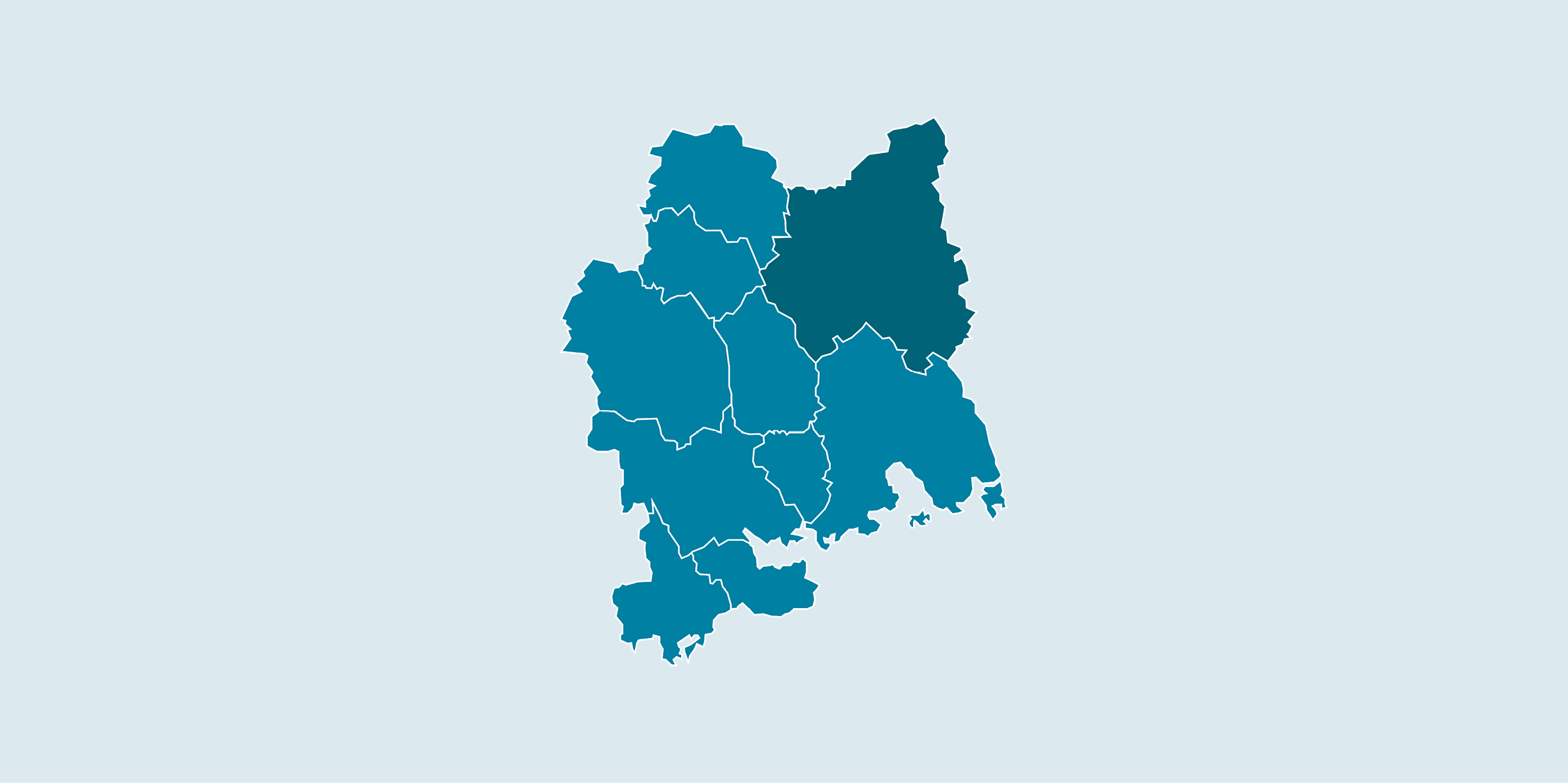 Karta över Västmanland där Sala kommun är markerat i mörkare färg.