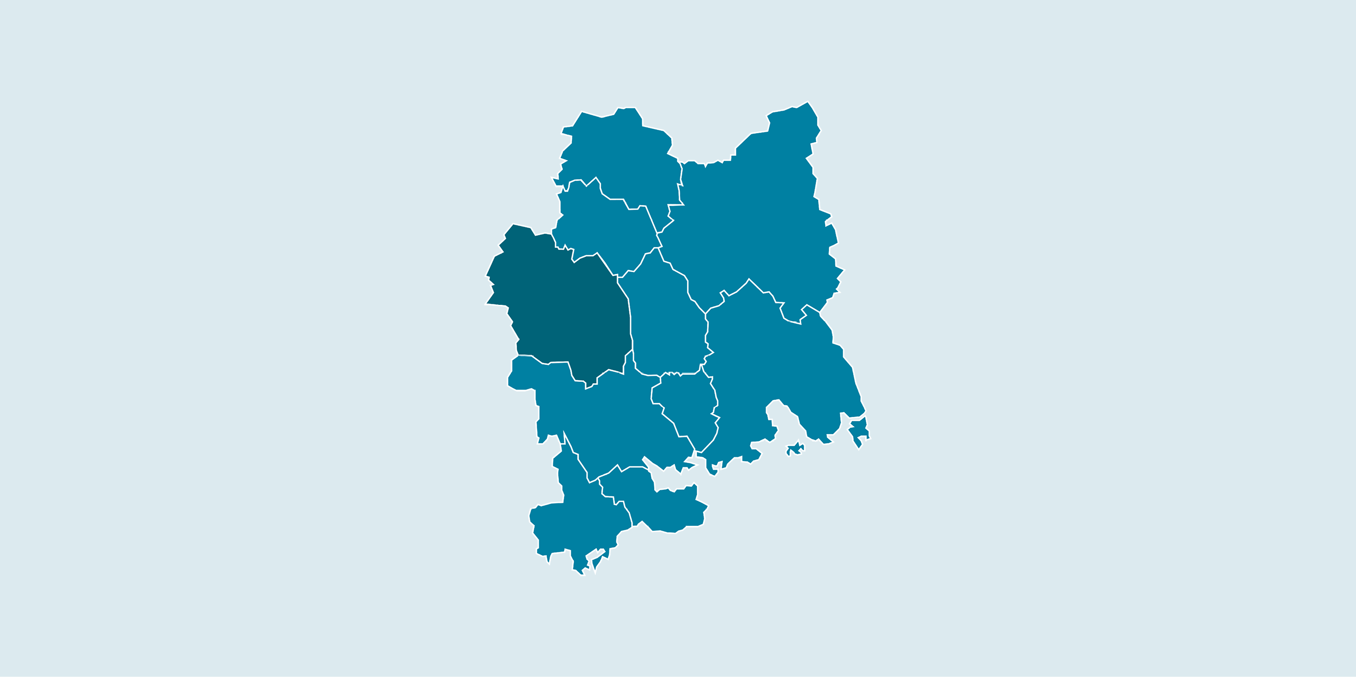 Karta över Västmanland där Skinnskattebergs kommun är markerat i mörkare färg.